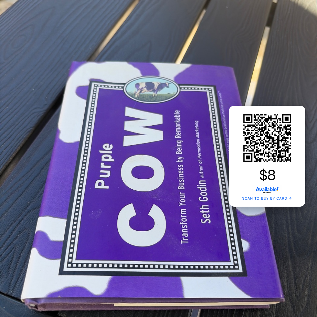 Scan-to-buy image: product with QR + price baked into a top-right corner card